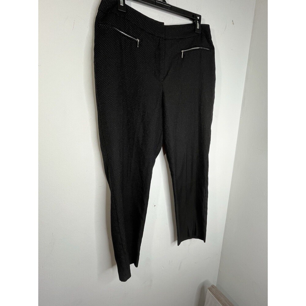 Chicos Micro Dot Womens 1 Black White Straight Leg 10 S (12)